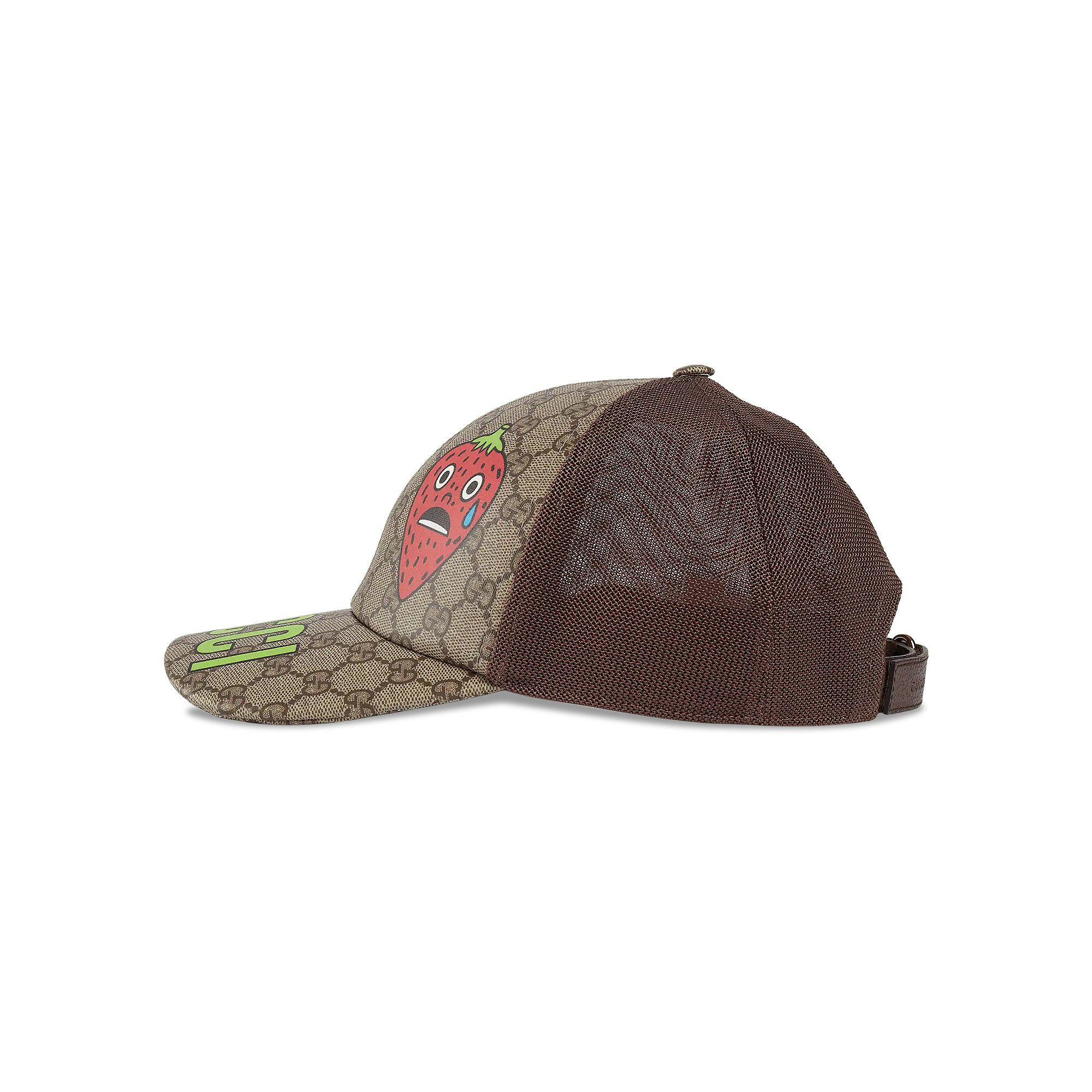 Buy Gucci Strawberry Supreme Baseball Hat 'Beige And Ebony