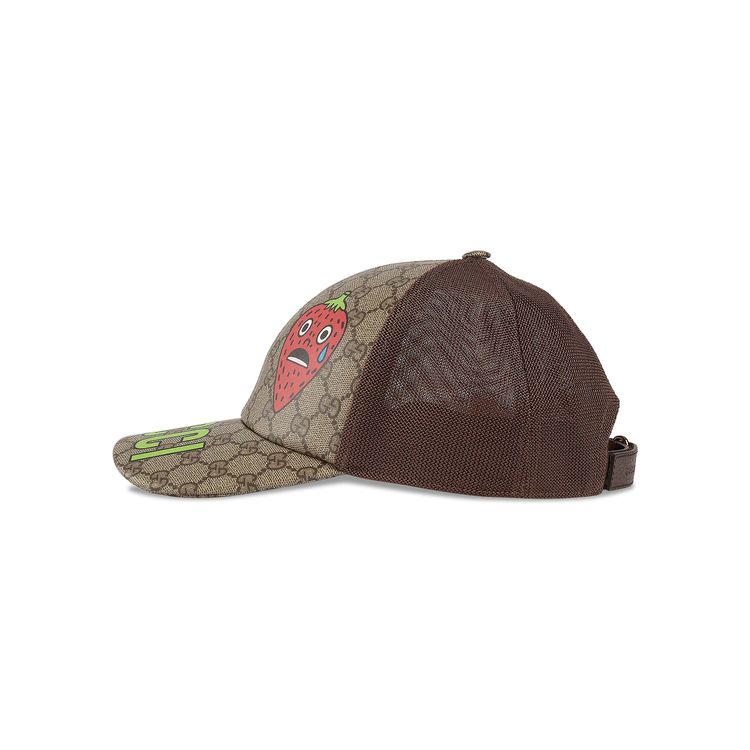 Gucci Strawberry Supreme Baseball Hat Beige And Ebony