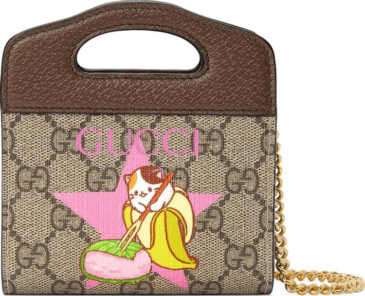 Gucci Bananya Print Top Handle Mini Bag 'Beige And Ebony Gg Supreme'
