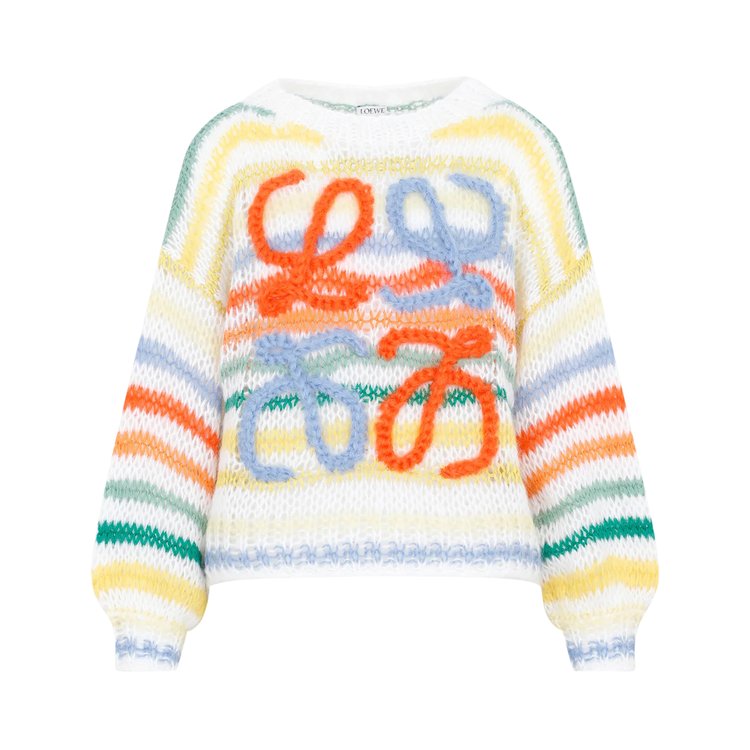 Loewe Stripe Mohair Sweater 'White/Multicolor'