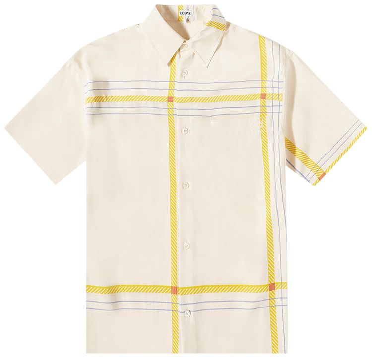 Loewe Short Sleeve Check Shirt BeigeYellow