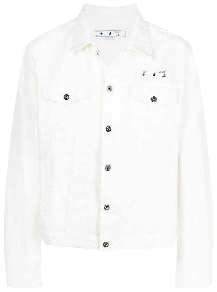 Off White Carvaggio Paint Slim Denim Jacket White