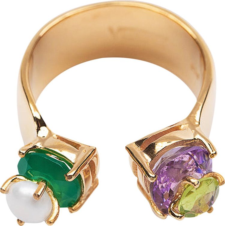 VEERT The Freshwater Pearl, Green Onyx & Amethyst 'Yellow Gold'