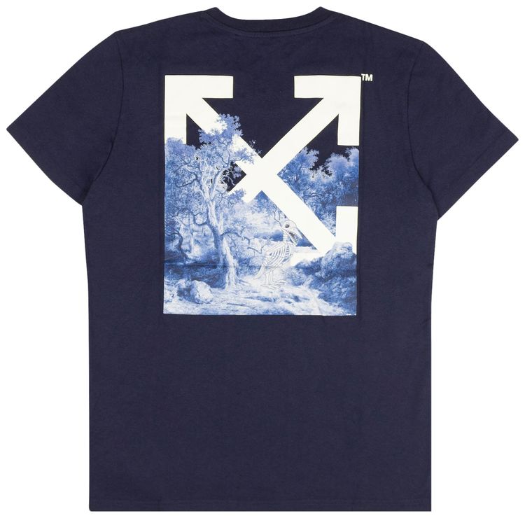 Off White Skeleton Casual T Shirt Navy