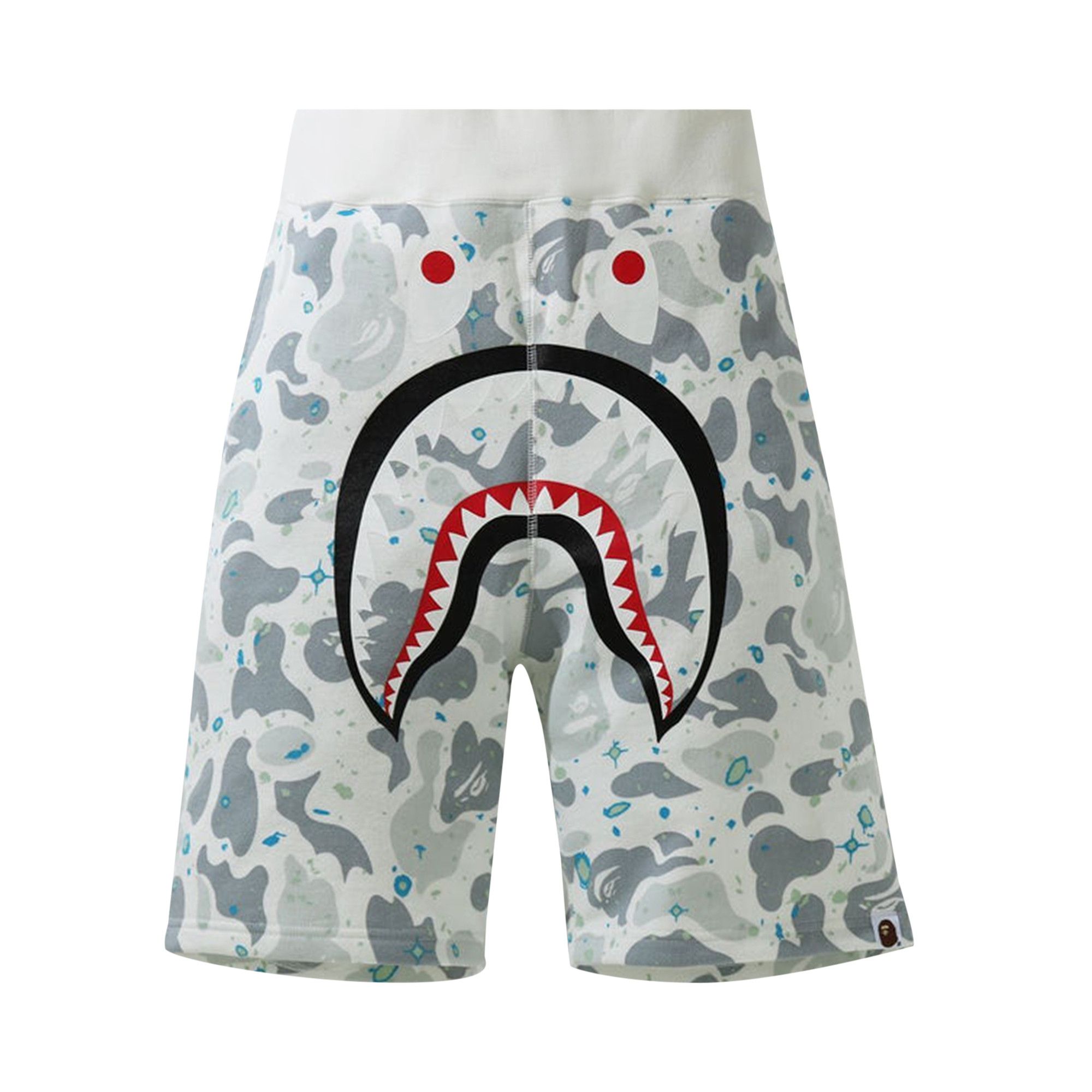 Buy BAPE Space Camo Shark Sweat Shorts White 0ZXSPM153019G WHITE GOAT