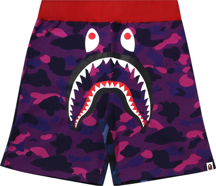 BAPE Crazy Camo Shark Sweat Shorts 'Purple'