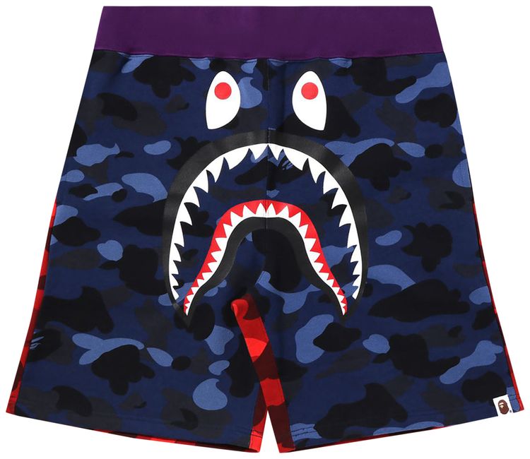 BAPE Crazy Camo Shark Sweat Shorts Navy