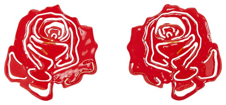 YProject Rose Stud Earrings Red