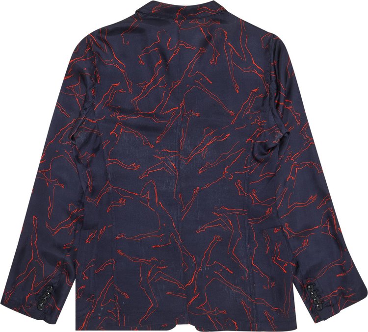 Vintage Dries Van Noten Dancing Single Breasted Blazer NavyRed