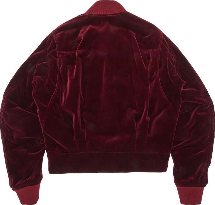 Pre Owned Haider Ackermann Velvet Bomber Jacket Burgundy