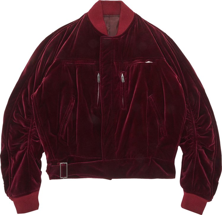 Pre Owned Haider Ackermann Velvet Bomber Jacket Burgundy