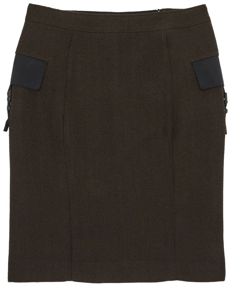 Vintage Miu Miu Herringbone Utility Skirt Brown
