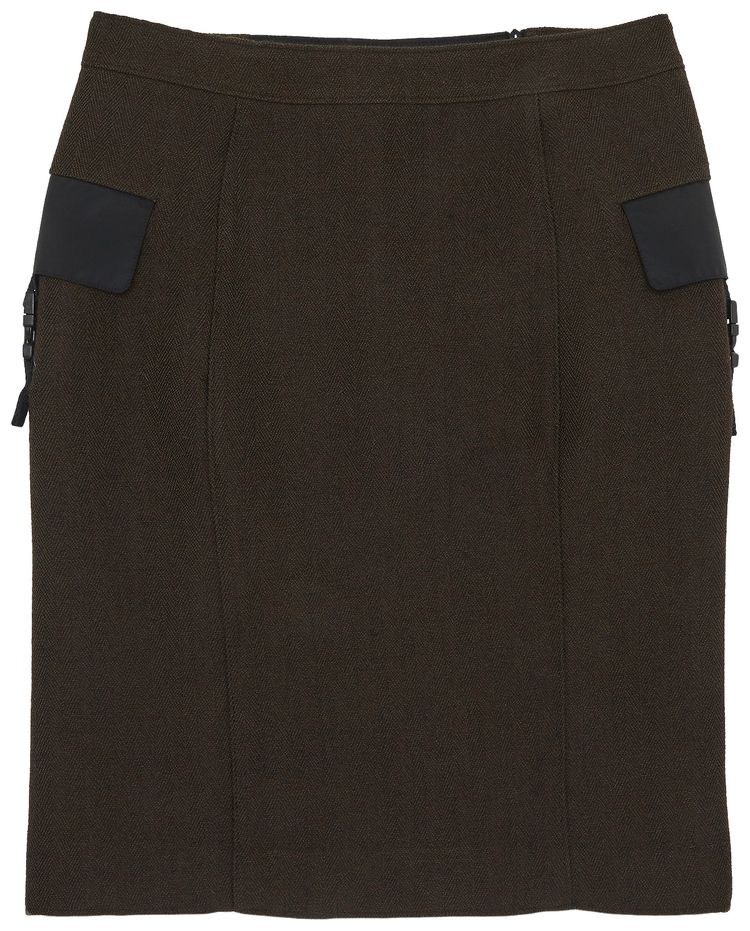 Vintage Miu Miu Herringbone Utility Skirt 'Brown'