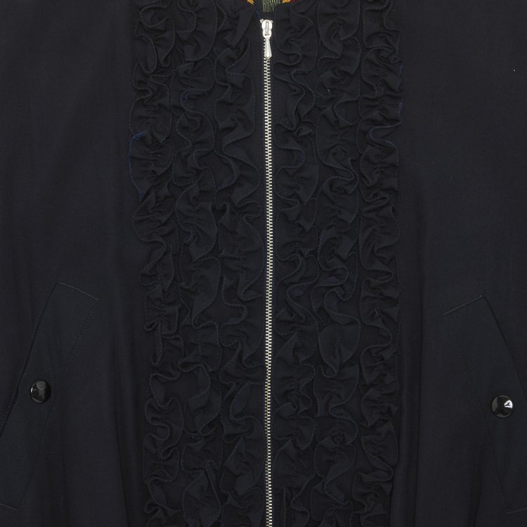 Vintage Jean Paul Gaultier Ruffle Bomber Jacket Navy