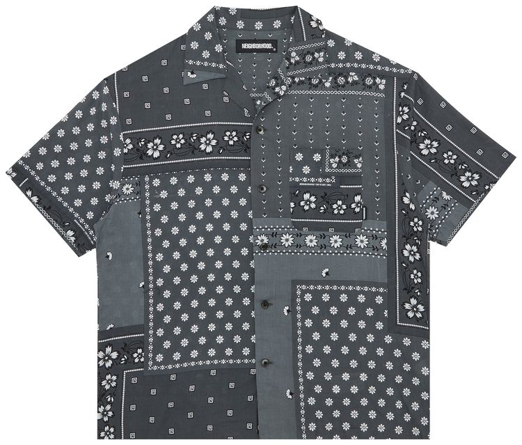 Neighborhood Bandana Chopped Short Sleeve Shirt Grey