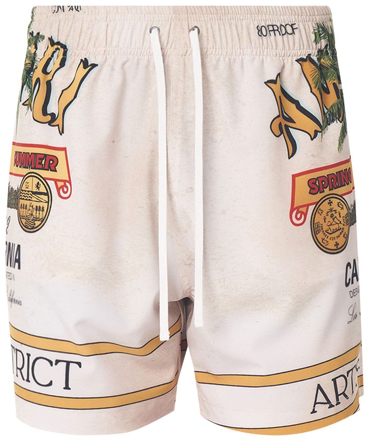 Amiri Rum Label Swim Trunk Alabaster