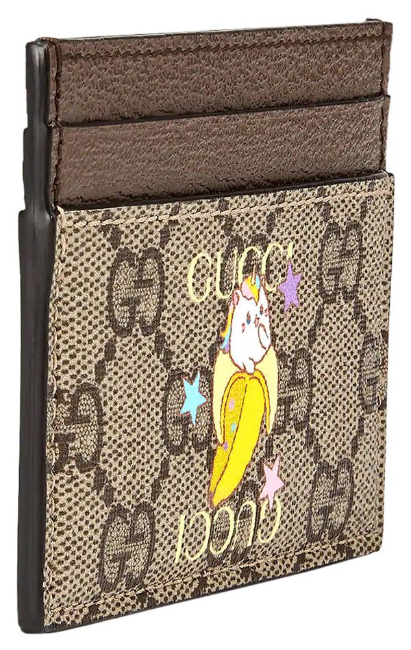 Gucci Rainbow And Stars Bananya Print Card Case Beige And Ebony Gg Supreme