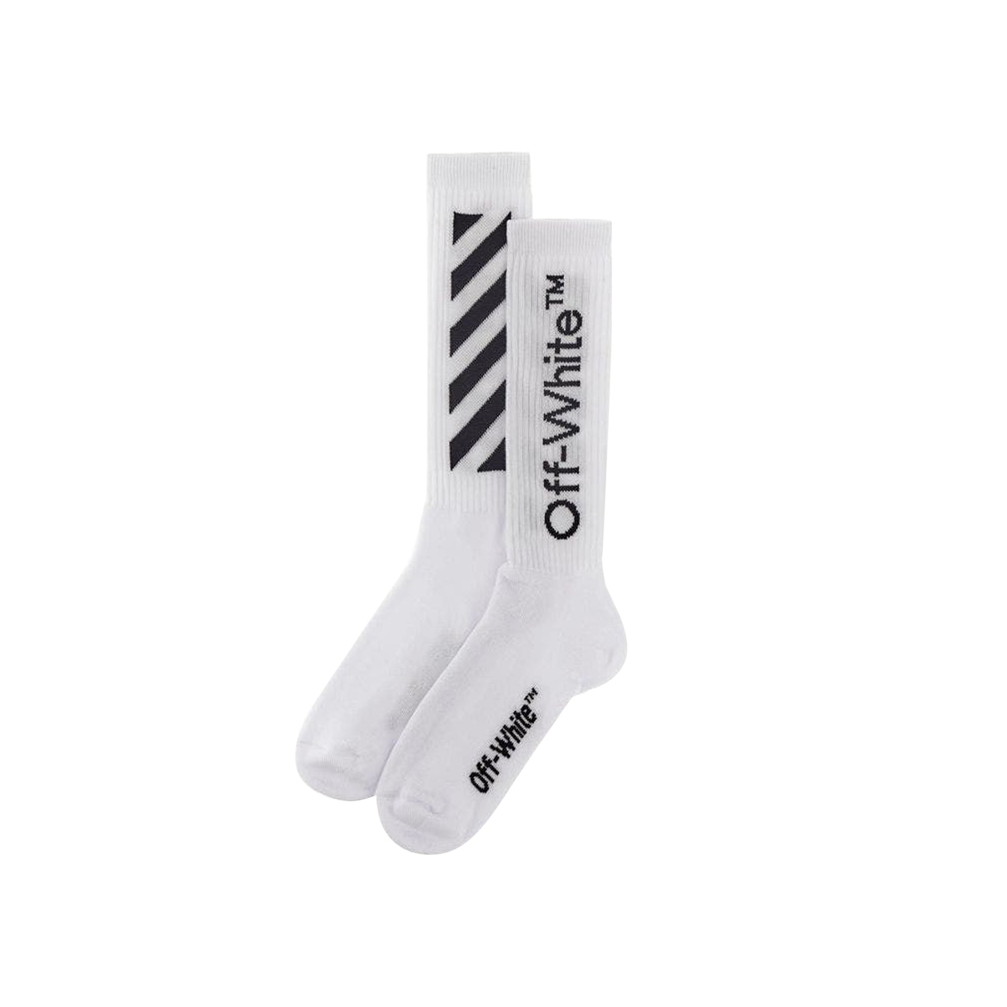 OFF-WHITE Diag Helvetica Long Socks Black/White