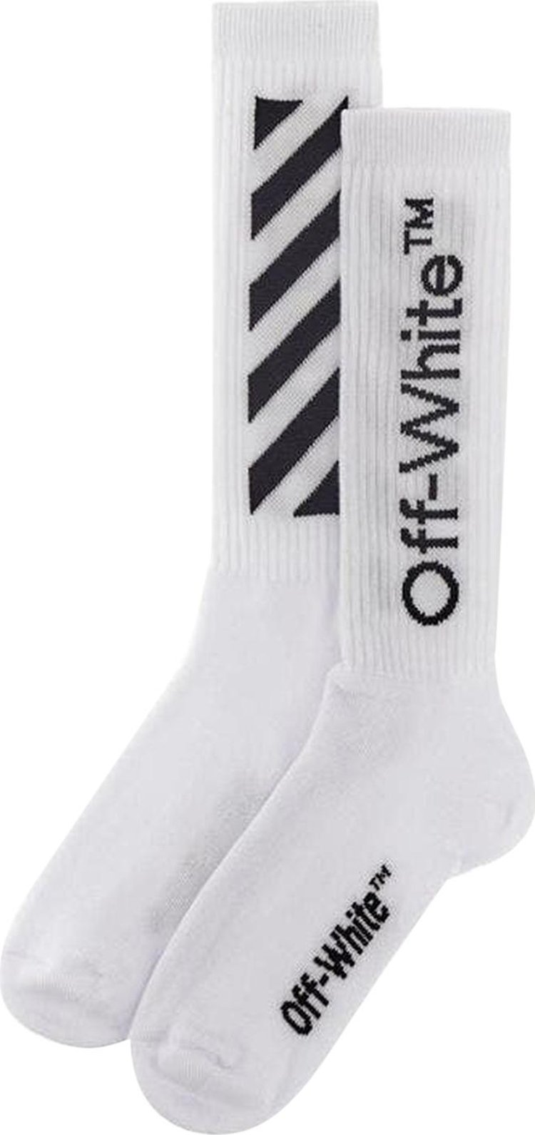 Off-White Diag Helvetica Long Socks 'White/Black'