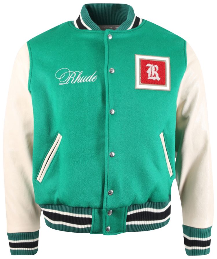 Rhude Tile Varsity Jacket MentholCreme