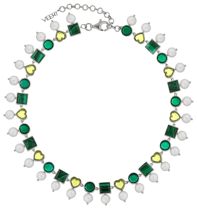 VEERT The Green Pearl Shape Necklace White Gold