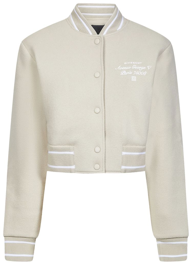 Givenchy Cropped Bomber Varsity BeigeWhite