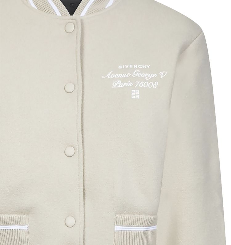Givenchy Cropped Bomber Varsity BeigeWhite