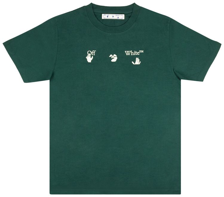 Off White Big Logo Short Sleeve Slim Tee GreenWhite