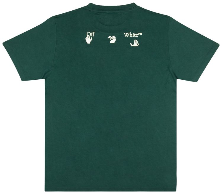 Off White Big Logo Short Sleeve Slim Tee GreenWhite