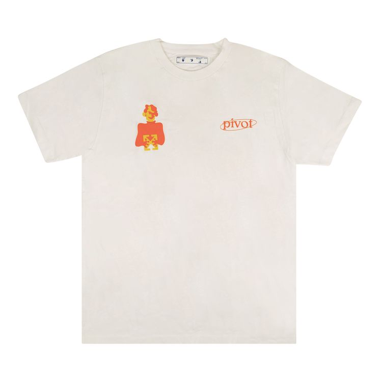 Off White Pivot Man Short Sleeve Slim Tee WhiteOrange
