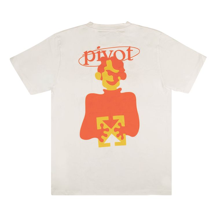 Off White Pivot Man Short Sleeve Slim Tee WhiteOrange