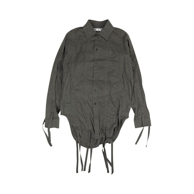 Off White Flannel Pull Up Shirt Grey