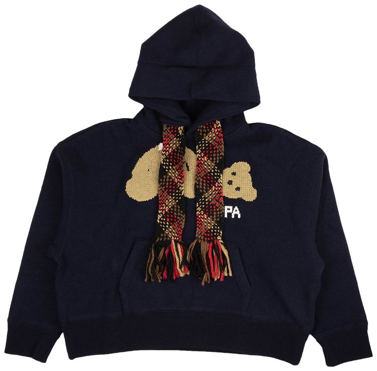 Heron Preston Bear Knit Hoodie Blue