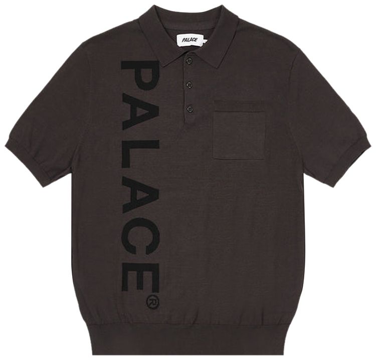 Palace Intarsia Font Polo Black