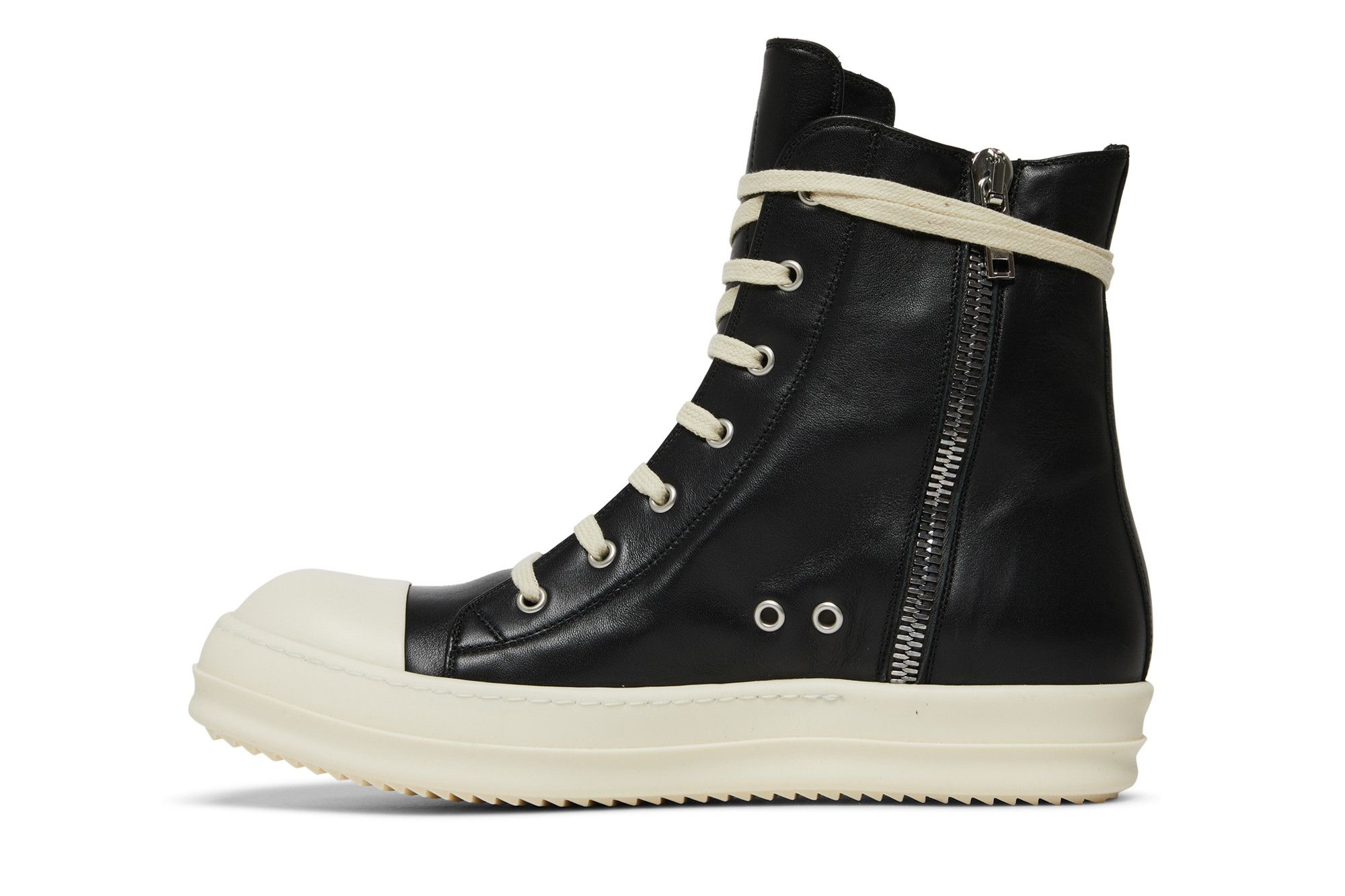 Buy Rick Owens Strobe Leather High 'Black Milk' - RU02B2890