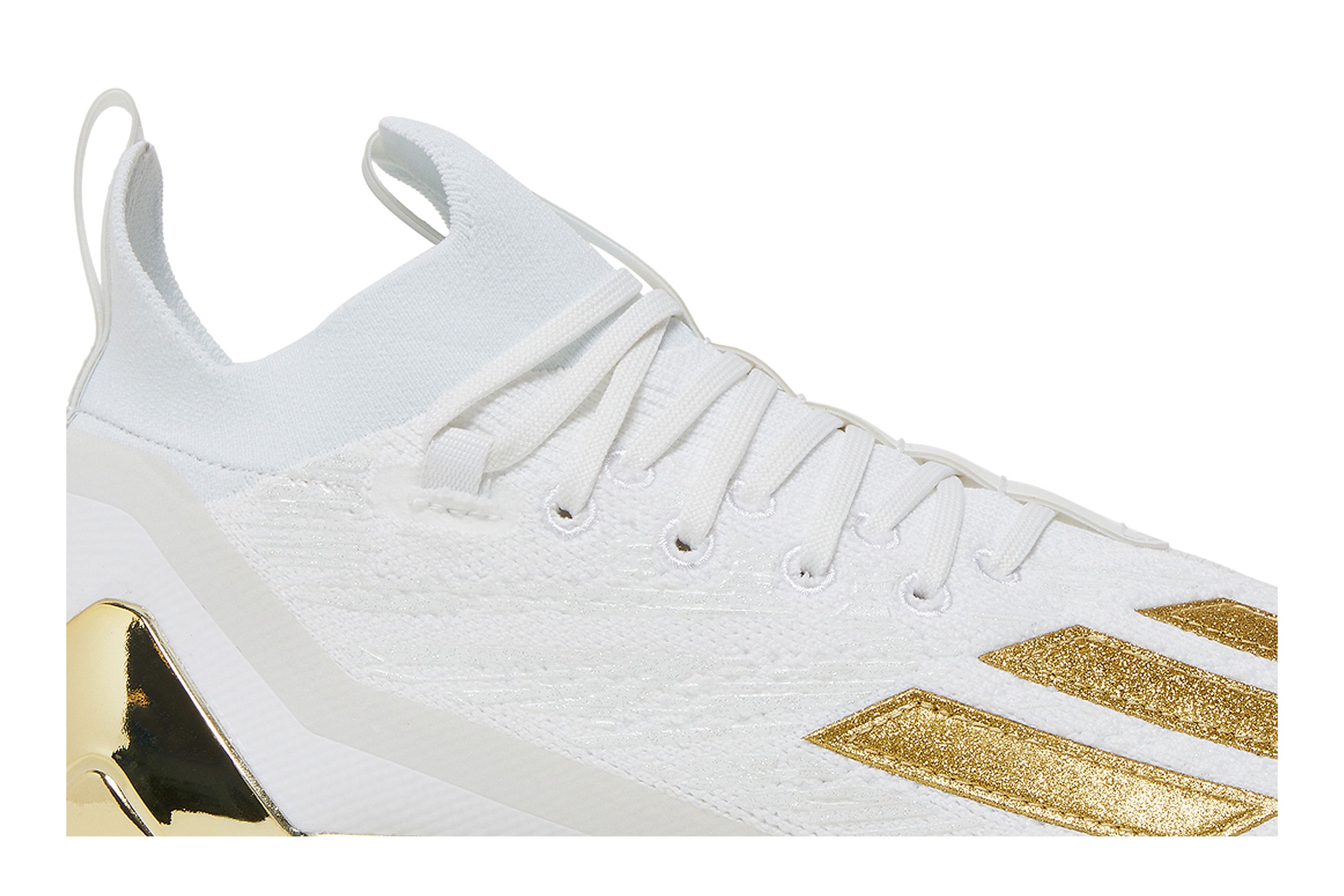 Size 10.0 Adizero Cleats Primeknit White Gold Metallic