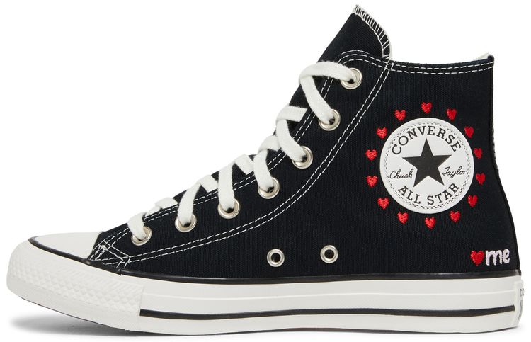 Converse Wmns Chuck Taylor All Star High Embroidered Hearts   Black