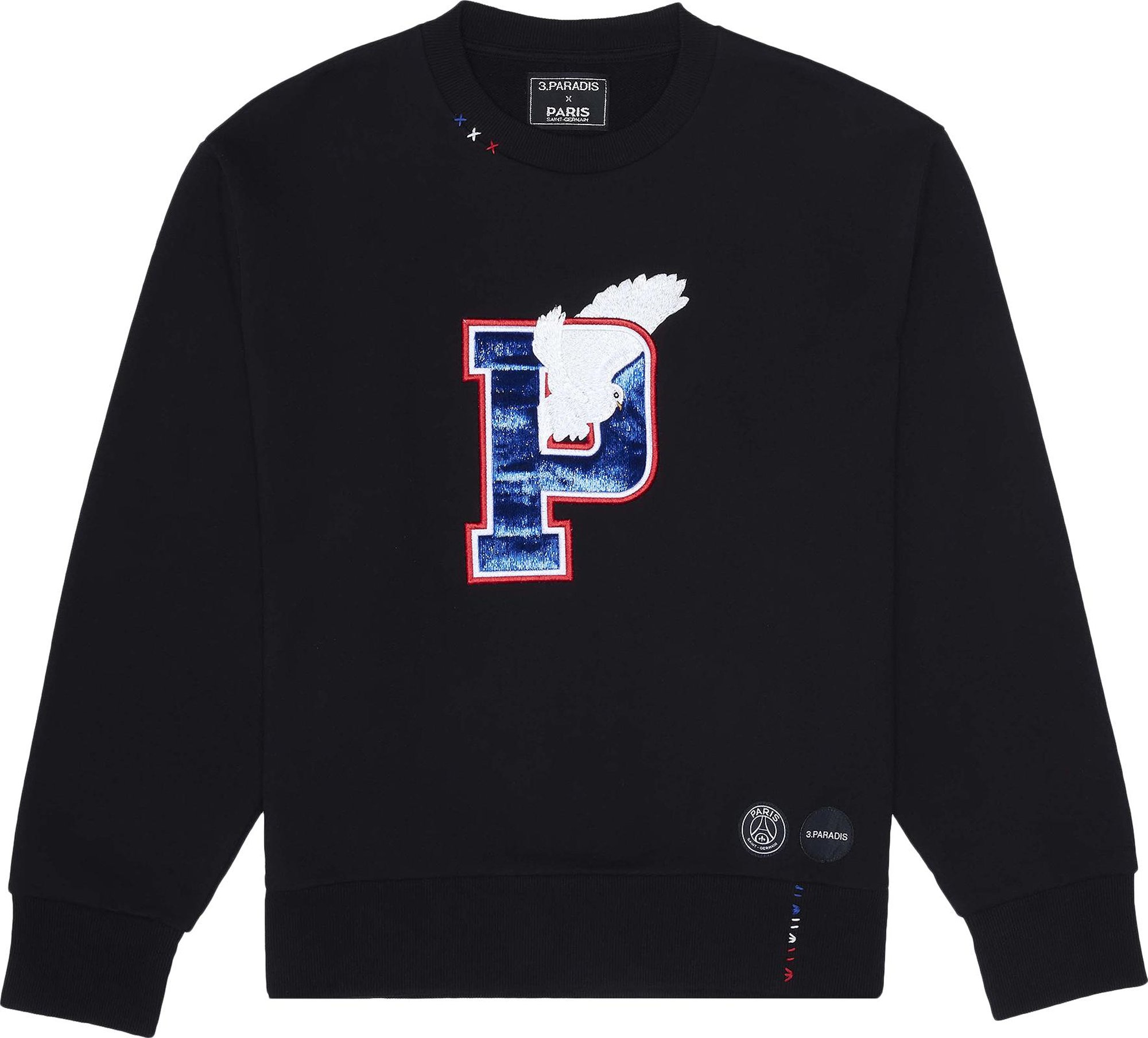Buy Paris Saint-Germain x 3.PARADIS Letterman Crewneck Sweater 'Black ...