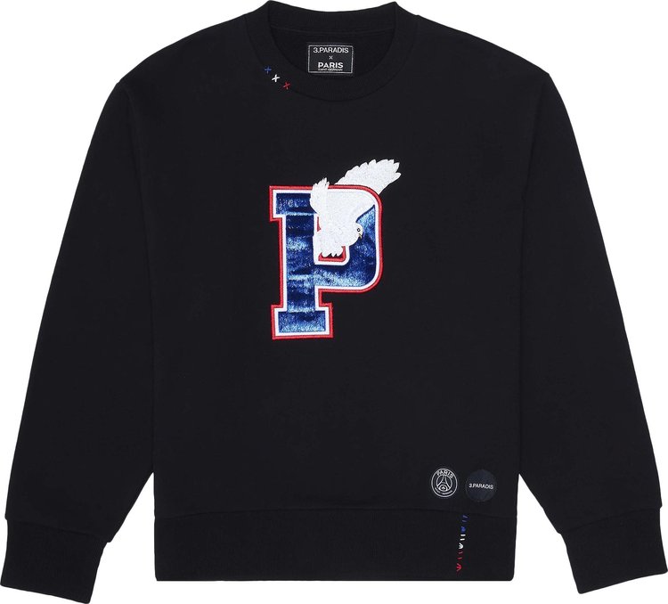 Paris Saint-Germain x 3.PARADIS Letterman Crewneck Sweater 'Black'