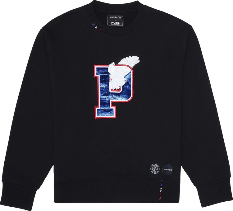 Paris Saint Germain x 3PARADIS Letterman Crewneck Sweater Black