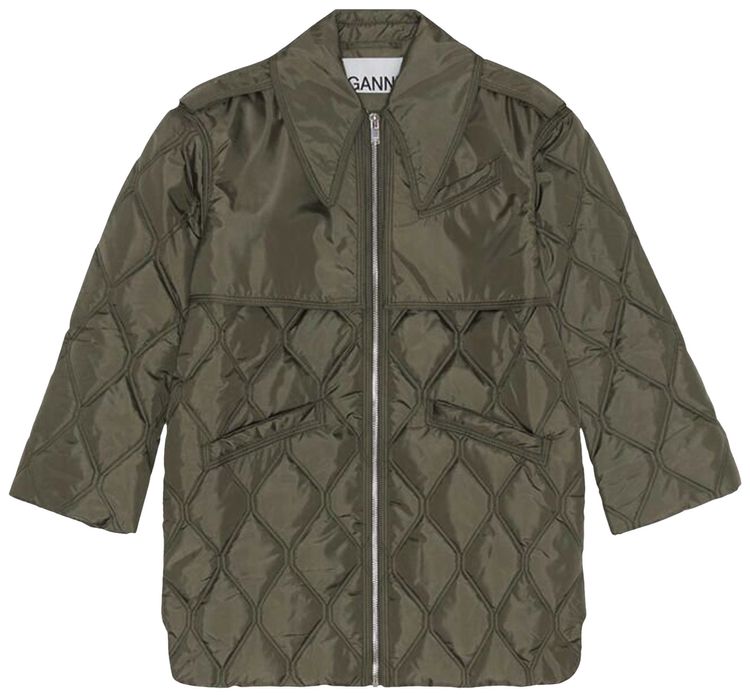 GANNI Quilt Midi Jacket Kalamata