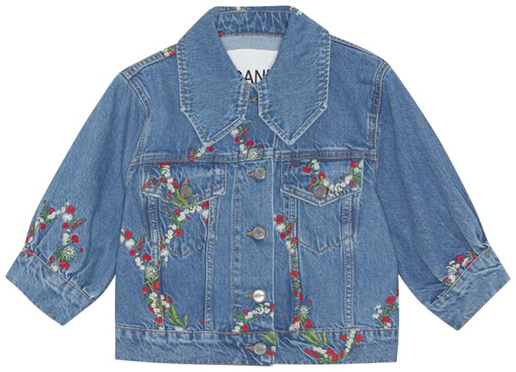 GANNI Cropped Denim Jacket Dark Indigo