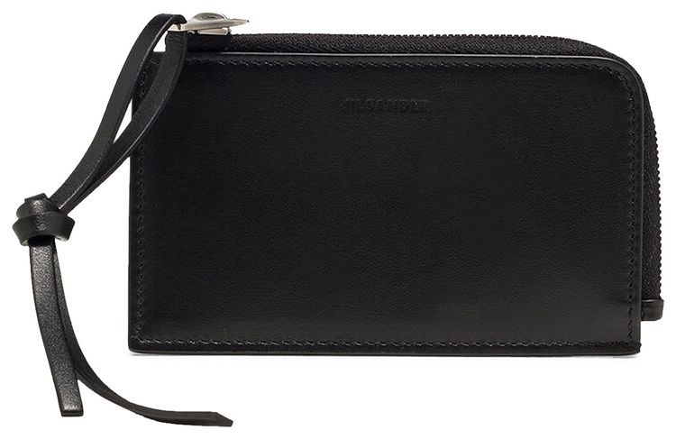 Jil Sander Leather Folded Card Wallet With Embossed Black