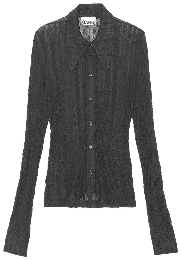 GANNI Stretch Lace Shirt Black