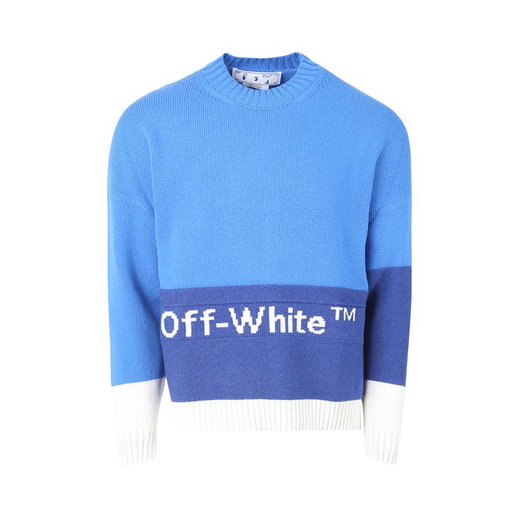 Off White Color Block Off Crewneck PeacockWhite