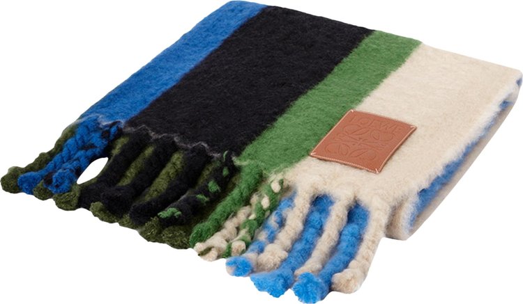 Loewe Stripe Mohair Blanket 'Green/Multicolor'