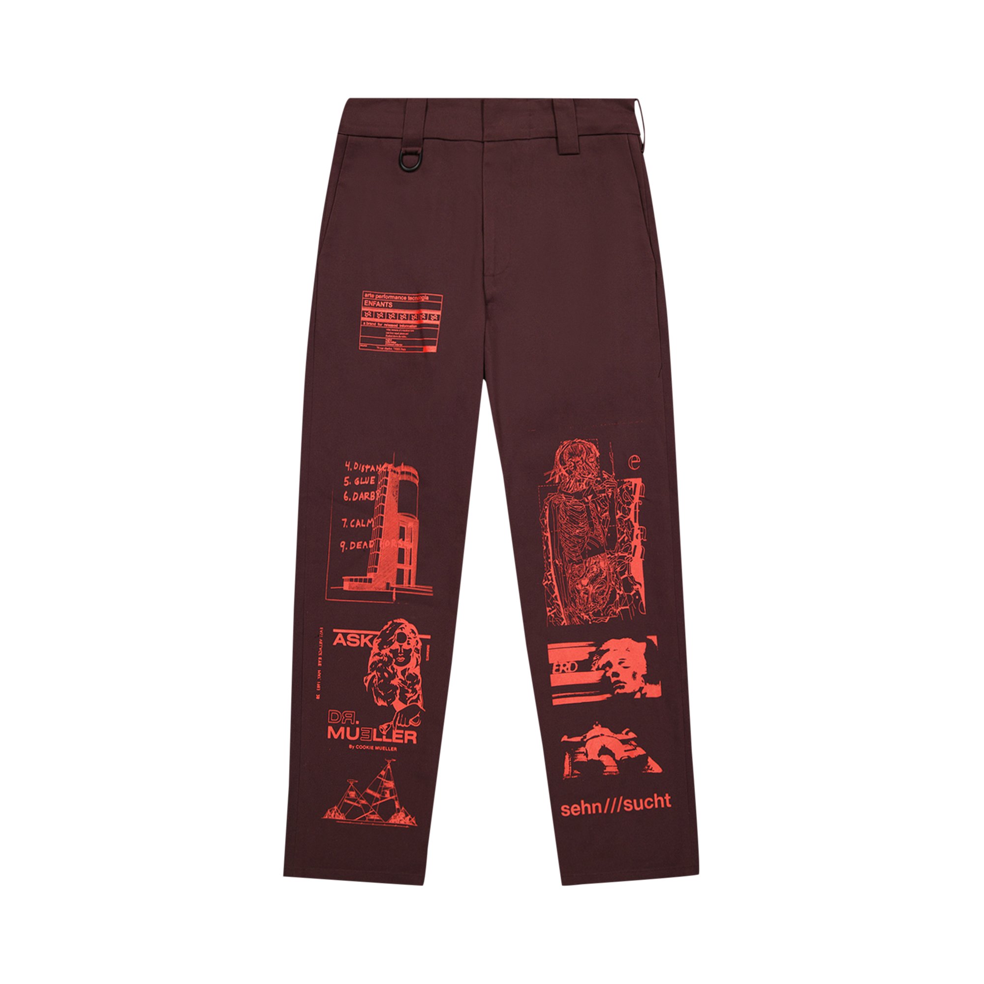 Buy Enfants Riches Déprimés Collage Trousers 'Burgundy/Red' - 060