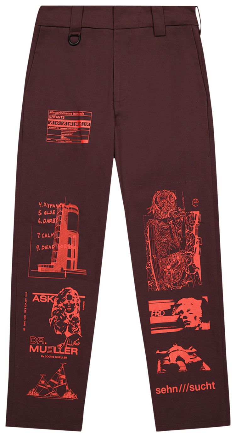 Enfants Riches Déprimés Collage Trousers 'Burgundy/Red'