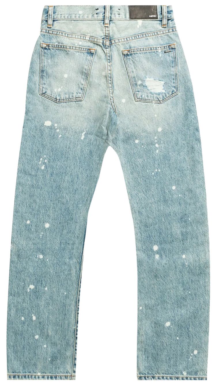 Amiri Straight Leg Slightly Distressed Jeans Bleached Indigo