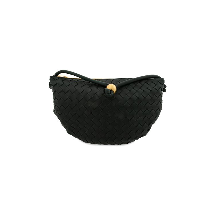 Bottega Veneta Medium Turn Pouch Woven Leather Bag InkwellGold